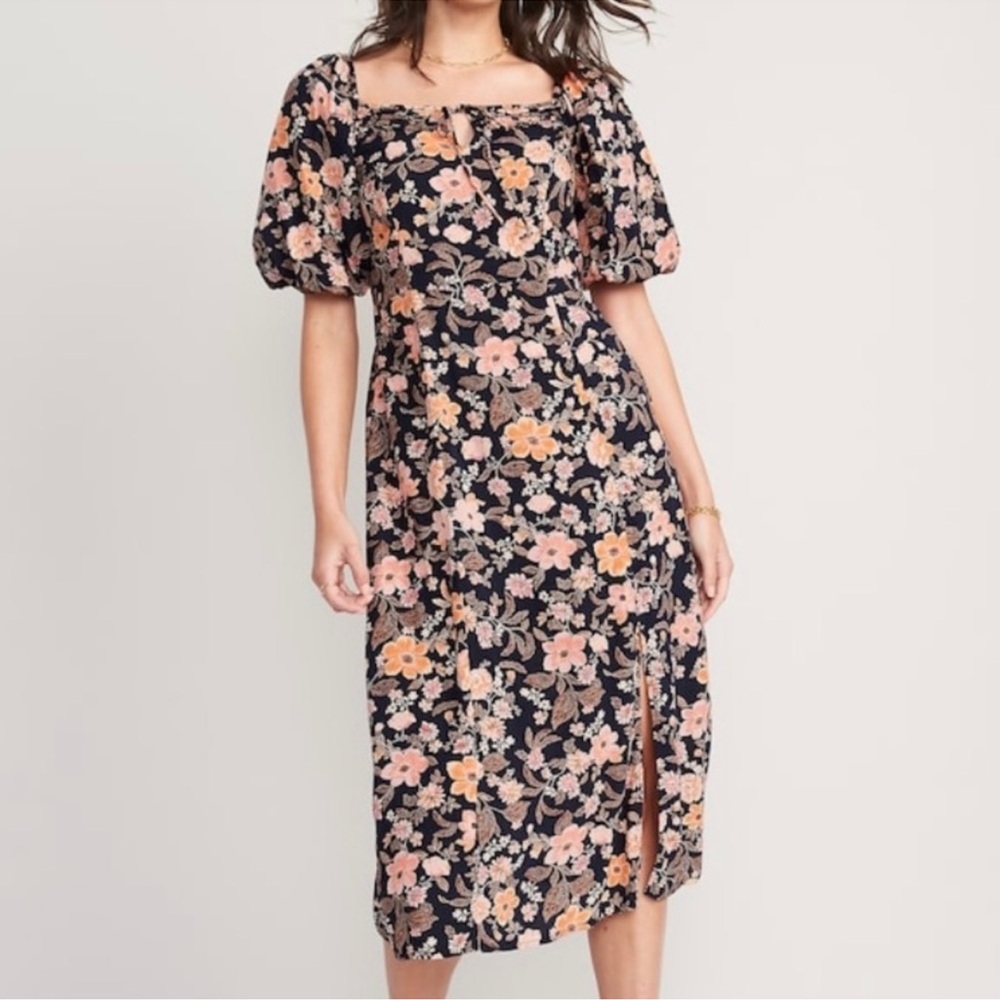 Old Navy Floral Puff Sleeve Midi Dress – Size Medium